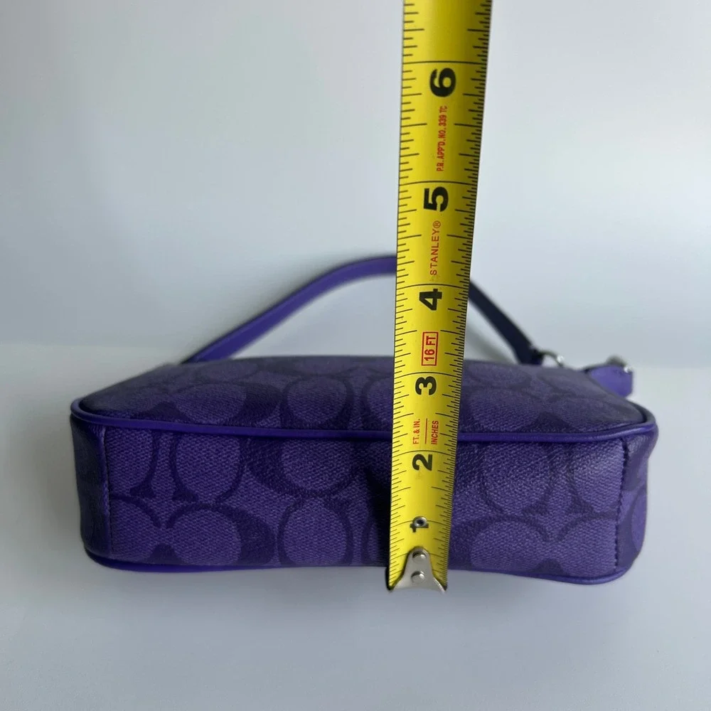 Coach Nolita 19 Purple Signature Canvas Wristlet Handbag C3308